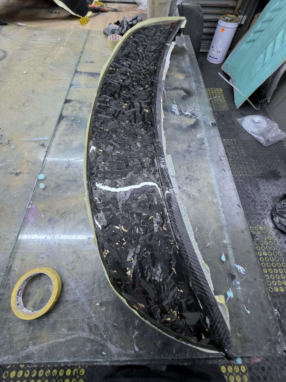 The bagged part left in the mould to cure.